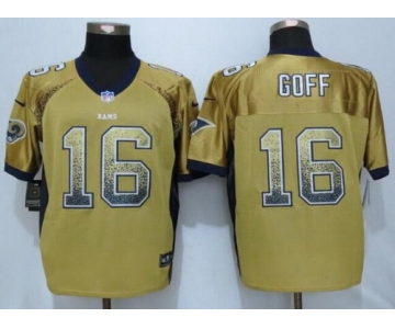 Men's Los Angeles Rams #16 Jared Goff Gold Drift Fashion NFL Nike Elite Jersey