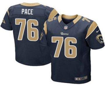 Men's Los Angeles Rams #76 Orlando Pace Navy Blue Team Color NFL Nike Elite Jersey