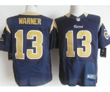 Nike St. Louis Rams #13 Kurt Warner Navy Blue Elite Jersey