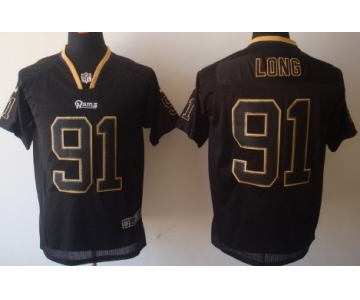 Nike St. Louis Rams #91 Chris Long Lights Out Black Elite Jersey