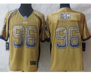 Nike St. Louis Rams #96 Michael Sam Drift Fashion Gold Elite Jersey