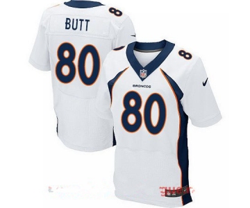 Men's 2017 NFL Draft Denver Broncos #80 Jake Butt White Road Stitched NFL Nike Elite Jersey