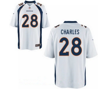 Men's Denver Broncos #28 Jamaal Charles White Road Stitched NFL Nike Elite Jersey