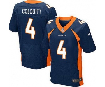 Men's Denver Broncos #4 Britton Colquitt Navy Blue Alternate NFL Nike Elite Jersey