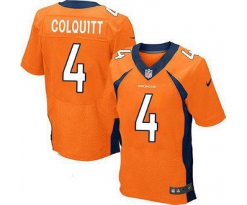 Men's Denver Broncos #4 Britton Colquitt Orange Team Color NFL Nike Elite Jersey