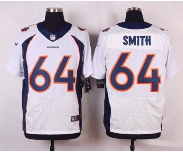 Men's Denver Broncos #64 Shelley Smith White Road NFL Nike Elite Jersey