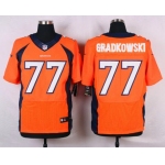 Men's Denver Broncos #77 Gino Gradkowski Orange Team Color NFL Nike Elite Jersey