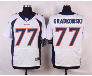 Men's Denver Broncos #77 Gino Gradkowski White Road NFL Nike Elite Jersey