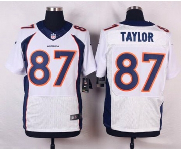 Men's Denver Broncos #87 Jordan Taylor White Road NFL Nike Elite Jersey