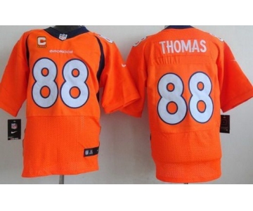 Men's Denver Broncos #88 Demaryius Thomas Orange Team Color C Patch NFL Nike Elite Jersey