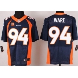 Men's Denver Broncos #94 DeMarcus Ware Navy Blue Alternate C Patch NFL Nike Elite Jersey