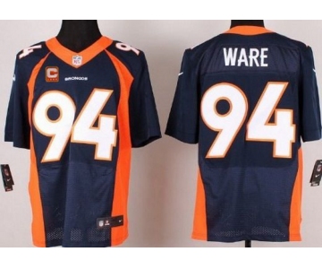 Men's Denver Broncos #94 DeMarcus Ware Navy Blue Alternate C Patch NFL Nike Elite Jersey