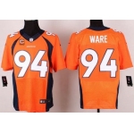 Men's Denver Broncos #94 DeMarcus Ware Orange Team Color C Patch NFL Nike Elite Jersey