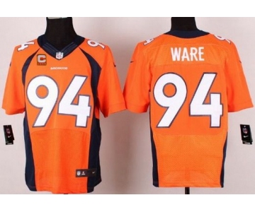 Men's Denver Broncos #94 DeMarcus Ware Orange Team Color C Patch NFL Nike Elite Jersey