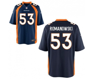 Men's Denver Broncos Retired Player #53 Bill Romanowski Blue NFL Nike Elite Jersey