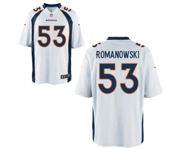 Men's Denver Broncos Retired Player #53 Bill Romanowski White NFL Nike Elite Jersey