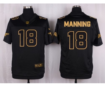 Nike Broncos #18 Peyton Manning Black Men's Stitched NFL Elite Pro Line Gold Collection Jersey