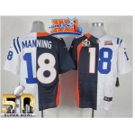 Nike Broncos #18 Peyton Manning Navy BlueWhite Super Bowl XLI & Super Bowl 50 Men's Stitched NFL Elite Split Colts Jersey