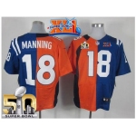 Nike Broncos #18 Peyton Manning OrangeRoyal Blue Super Bowl XLI & Super Bowl 50 Men's Stitched NFL Elite Split Colts Jersey