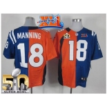 Nike Broncos #18 Peyton Manning OrangeRoyal Blue Super Bowl XLI & Super Bowl 50 Men's Stitched NFL Elite Split Colts Jersey