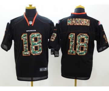 Nike Denver Broncos #18 Peyton Manning Black With Camo Elite Jersey