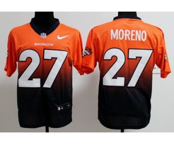 Nike Denver Broncos #27 Knowshon Moreno Orange/Blue Fadeaway Elite Jersey