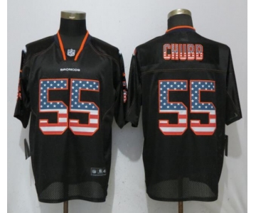 Nike Denver Broncos #55 Bradley Chubb Black USA Flag Fashion Elite Jersey