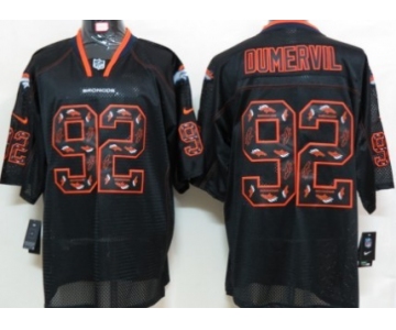 Nike Denver Broncos #92 Elvis Dumervil Lights Out Black Ornamented Elite Jersey