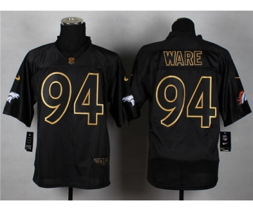 Nike Denver Broncos #94 DeMarcus Ware 2014 All Black/Gold Elite Jersey