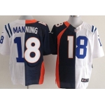 Nike Denver Broncos&Indianapolis Colts #18 Peyton Manning Blue/White Two Tone Elite Jersey