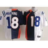 Nike Denver Broncos&Indianapolis Colts #18 Peyton Manning Blue/White Two Tone Elite Jersey