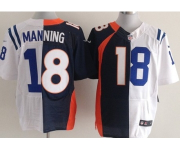 Nike Denver Broncos&Indianapolis Colts #18 Peyton Manning Blue/White Two Tone Elite Jersey