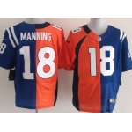 Nike Denver Broncos&Indianapolis Colts #18 Peyton Manning Orange/Blue Two Tone Elite Jersey