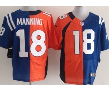 Nike Denver Broncos&Indianapolis Colts #18 Peyton Manning Orange/Blue Two Tone Elite Jersey