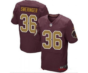 Men's Washington Redskins #36 D.J. Sweringer Red with Gold Alternate Stitched NFL Nike Elite Jersey