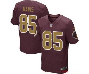 Men's Washington Redskins #85 Vernon Davis Red with Gold Alternate Stitched NFL Nike Elite Jersey