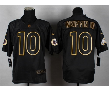 Nike Washington Redskins #10 Robert Griffin III 2014 All Black/Gold Elite Jersey