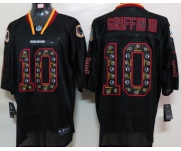 Nike Washington Redskins #10 Robert Griffin III Lights Out Black Ornamented Elite Jersey