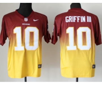 Nike Washington Redskins #10 Robert Griffin III Red/Gold Fadeaway Elite Jersey