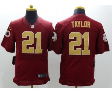 Nike Washington Redskins #21 Sean Taylor Red With Gold Elite Jersey