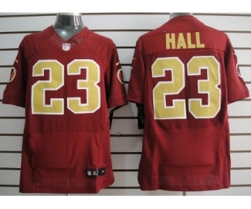 Nike Washington Redskins #23 DeAngelo Hall Red With Gold Elite Jersey