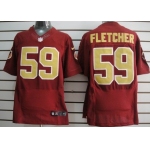 Nike Washington Redskins #59 London Fletcher Red With Gold Elite Jersey