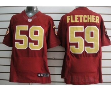 Nike Washington Redskins #59 London Fletcher Red With Gold Elite Jersey