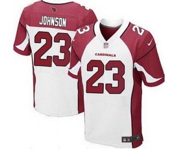 Men's Arizona Cardinals #23 Chris Johnson White Road NFL Nike Elite Jersey