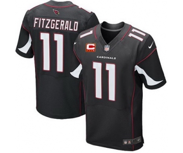 Nike Arizona Cardinals #11 Larry Fitzgerald Black C Patch Elite Jersey