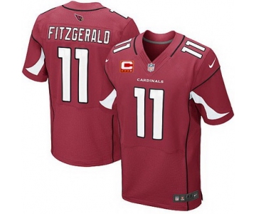 Nike Arizona Cardinals #11 Larry Fitzgerald Red C Patch Elite Jersey