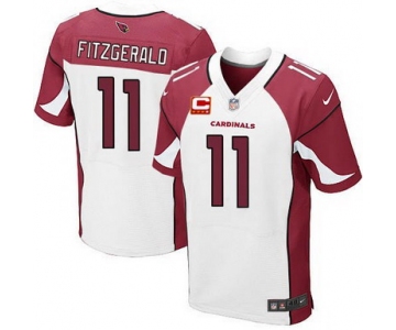 Nike Arizona Cardinals #11 Larry Fitzgerald White C Patch Elite Jersey