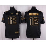 Nike Cardinals #12 John Brown Pro Line Black Gold Collection Men's Stitched NFL Elite Jersey