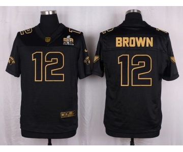 Nike Cardinals #12 John Brown Pro Line Black Gold Collection Men's Stitched NFL Elite Jersey