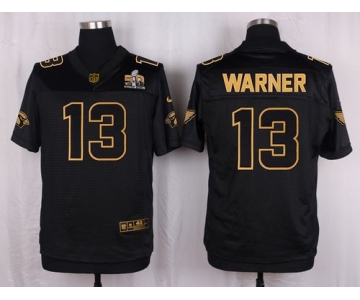 Nike Cardinals #13 Kurt Warner Pro Line Black Gold Collection Men's Stitched NFL Elite Jersey